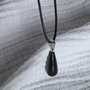 Black Tear Drop Crystal Necklace